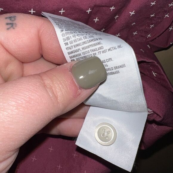 American Eagle Men Micro Dot Button-Up Resort Short Sleeve Shirt Size Small - Picture 4 of 6